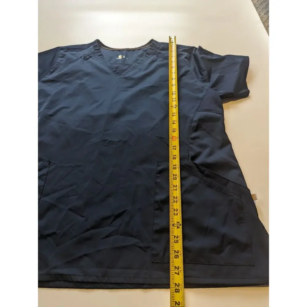 Carhartt XL Navy Woman's Scrubs Nurse Top Short Sleeve Shirt